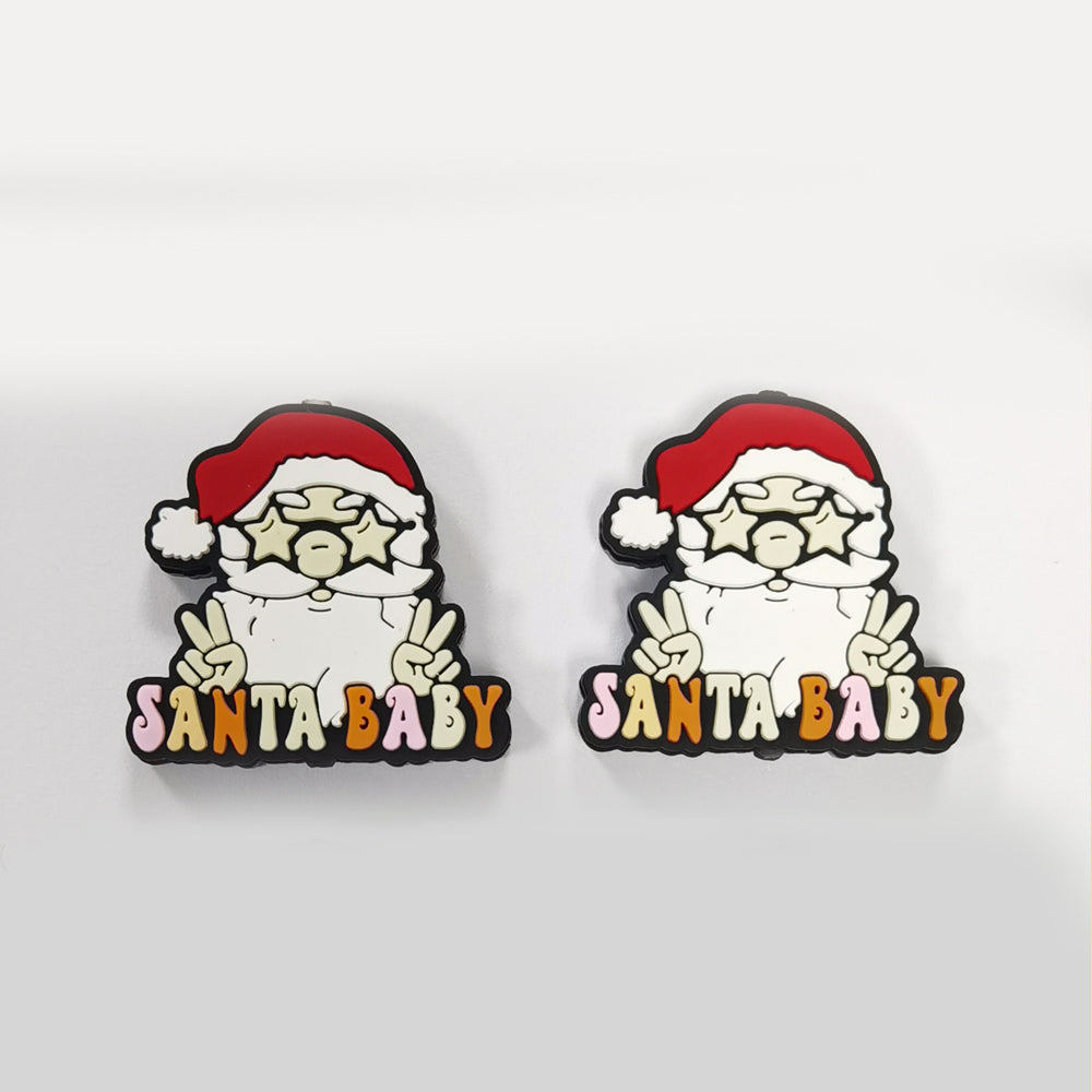 Wholesale 10pcs Christmas White Puppy Cartoon Silicone Beads